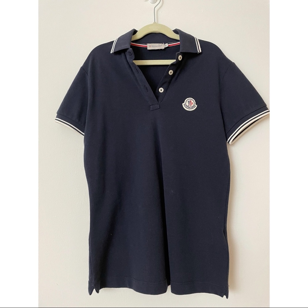 Moncler Women Short Sleeve Polo Shirt Dark Navy XS